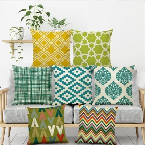 Colourful Cushion Cover Geometric Decorative Throw Pillows Case Linen Cotton Creative Home Decoration for Sofa Car Seat