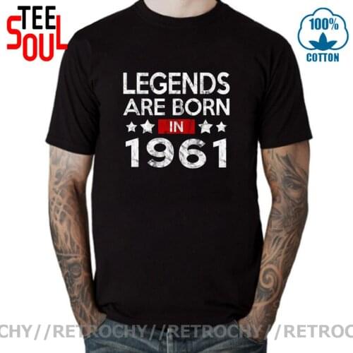 Retrochy Vintage 1961 T-Shirt 60th Birthday Legends are Born in 1961 T shirt men 60 Years Old Club Tshirt 60s man Brand Clothing
