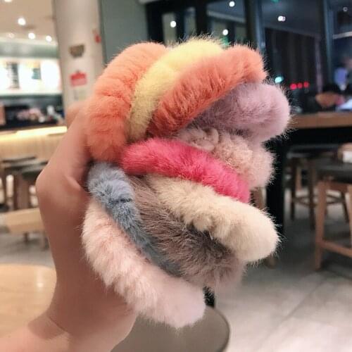 1PCS Autumn and winter color wild plush Sweet furry hair ring Scrunchies for Women Elastic Girls Hair Accessories
