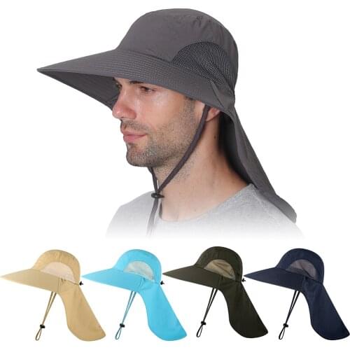 Unisex Sun Hats For Fishing Wide Brim Fishing Cap with Neck Flap for Travel Camping Hiking Boating