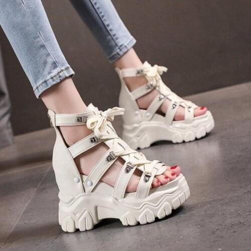Sandals Women Platform Sandal Shoes 2021 Casual Fashion Cross Tie High Heel Ladies Shoes Sport Beach Wedge Chunky Sandals Woman