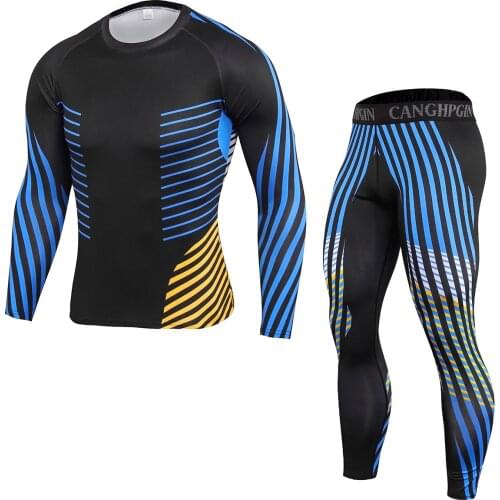 Mens Tracksuit Compression Sportswear 2 Pieces Gym Training Clothes Workout Jogging Sports Set Running Rashguard Mens BaseLayer