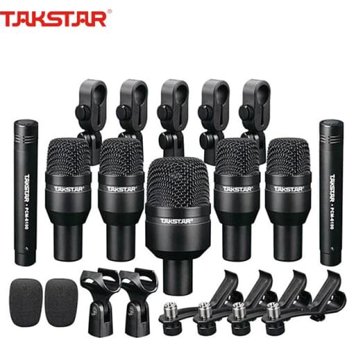 TAKSTAR DMS-D7 Wired Microphone Mic Kit with 1 Big Drum Microphone 4 Small Drum Microphones 2 Condenser Microphones