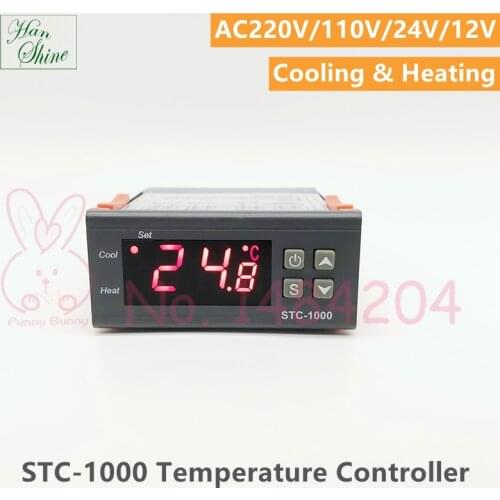 STC-1000 220V 24V 110V 12V Thermostat Temperature Controller for Incubator Aquarium Cold Chain Cooling & Heating Switchable