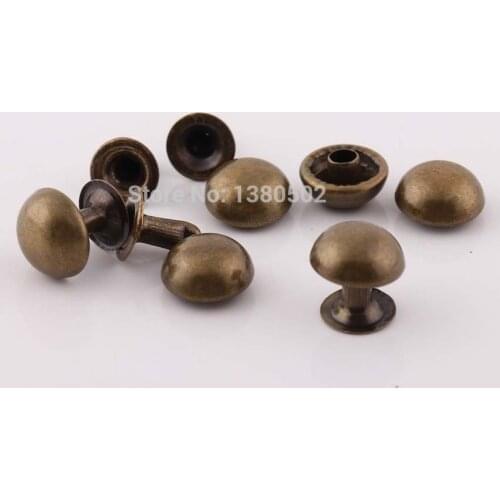 50sets 10/12mm Bronze color round shape Double Cap Rapid Rivet Spike Stud for garment belt backpack decoration accessories