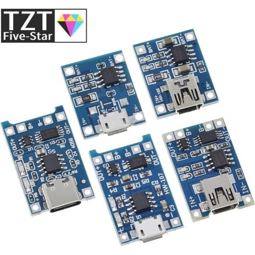 Type-c / Micro USB 5V 1A 18650 TP4056 Lithium Battery Charger Module Charging Board With Protection Dual Functions 1A Li-ion