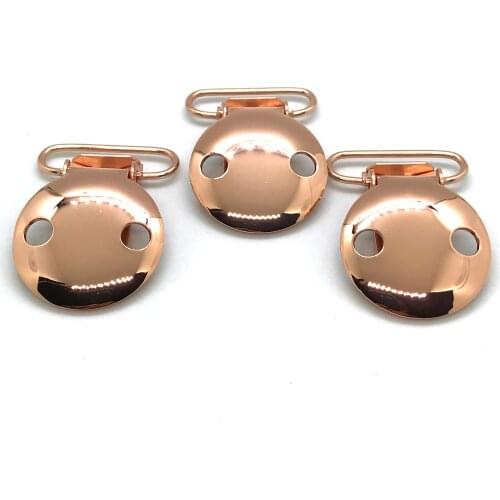 25pcs 1'' 25mm COPPER HUE ROSE GOLD COLOR 2 Holes Pacifier Clips Suspender Clips EN-12586