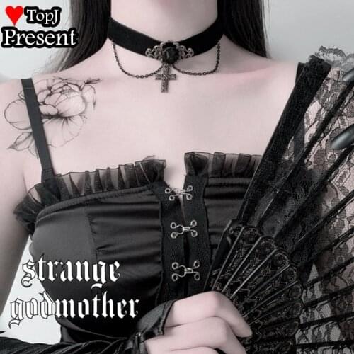 Gothic Lolita Cosplay Girl Metal cross Choker Harajuku Necklace Punk Necklace Harajuku Jewelry women Neck Accessories