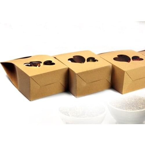 10*15.5*6 100pcs stand up window brown kraft paper bags boxes recyclable for wedding/Gift/Jewelry/Food/Candy Package Paper Box