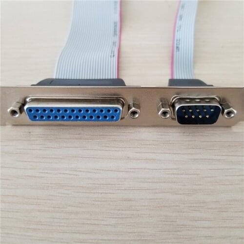 10pcs DB25 25Pin Parallel Port Printer LPT + RS-232 RS232 COM DB9 9Pin Serial Port Cable Cord Wire Bracket 30cm