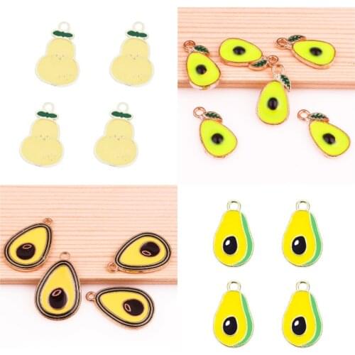 10Pcs Cute Alloy Enamel Avocado Fruit Charms Pendant For DIY Jewelry Making Bracelet Necklace Accessories