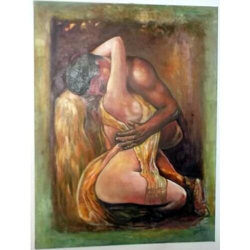100%Handmade Oil Painting Hand Large Original Nude Oil Painting Woman Man Signed