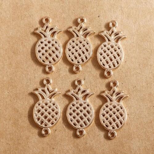 20pcs 13*27mm Alloy Gold Color Pineapple Charms Connector for Pendnats Necklaces Bracelets Earrings DIY Handmade Jewelry Making