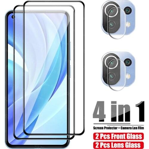 4in1 Screen Protector For Xiaomi Mi 11 Lite Glass For Mi 11 Lite Glass Full Cover Tempered Glass For Xiaomi Mi11 Lite Lens Glass
