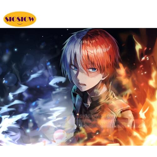 5d Diy Diamond Embroidery My Hero Academia Todoroki Figure Anime Poster Daimond Painting Cartoon Full Square Set Gifts For Girls