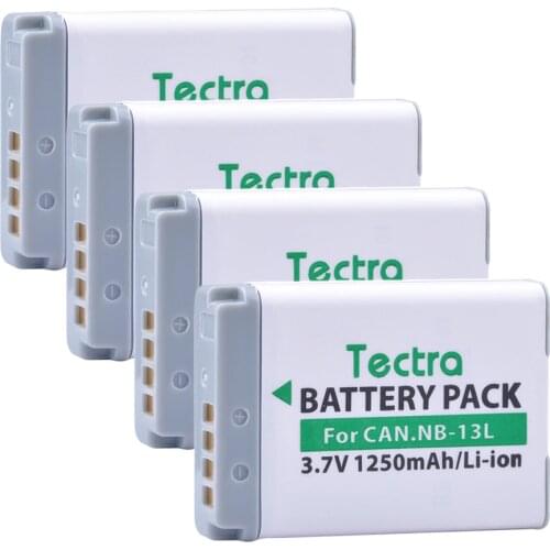Tectra 4PCS/PACK NB-13L NB 13L 3.7V/1250mAh camera battery for Canon PowerShot G5X G7X G9X G7 X Mark II SX720 HS