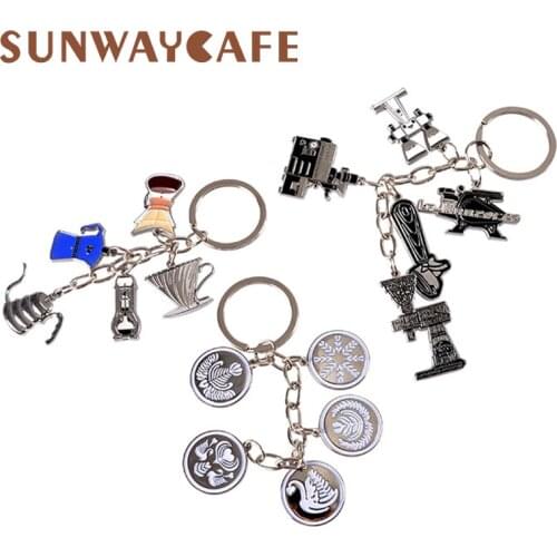 Coffeeware Espresso Accessories Gift Coffee Machine Handle Moka Pitcher Keyring Portable Creative Barista Coffee Tamper Keychain