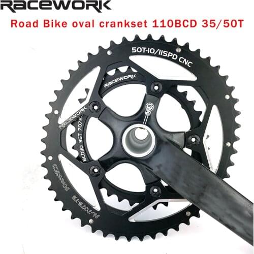 RACEWORK Chainring 110BCD 35/50T Oval Chain Ring Chainwheel Road Bicycle Folding Bike CNC for Double Chain Wheel