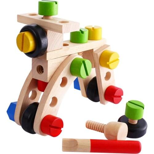 Wooden DIY Car Plane Disassembly Nuts Building Blocks Kids Educational Toy Christmas Gifts