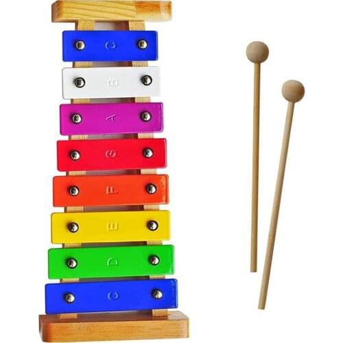 Wood Xylophone for Kids, 8 Notes/Keys Colorful Metal Bar, Musical Instrument for Girls and Boys,Gift for Children