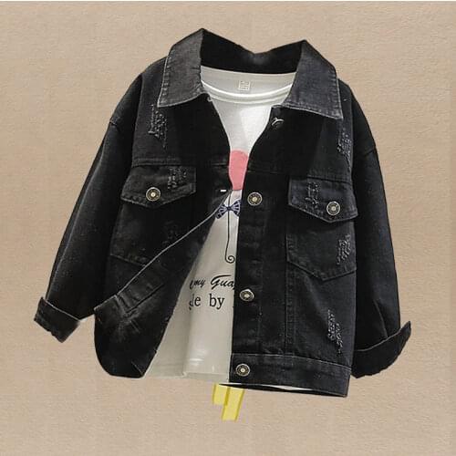 Kids Denim Coats for Girls New Spring Autumn Baby Jackets Fashion Letter Embroidery Girl Outerwear Long Sleeve Children Clothes