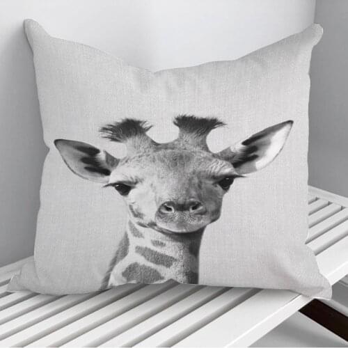 Baby Giraffe BW Throw Pillows Cushion Cover On Sofa Home Decor 45*45cm 40*40cm Gift Pillowcase Cojines Dropshipping