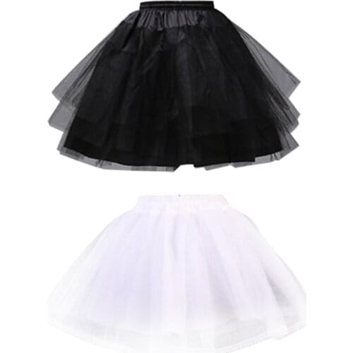 Women Women Girls Double Layers Solid Color Short Tulle Petticoats Elastic Waistband A Line Mesh Underskirt Crinolines For Dress