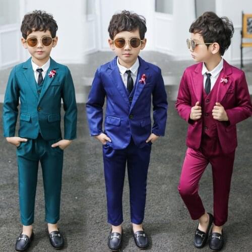 Gentleman Boys Suit Clothing Sets New Fashion Kids Slim Blazer For Wedding Boys Childrens green suit dress For get together
