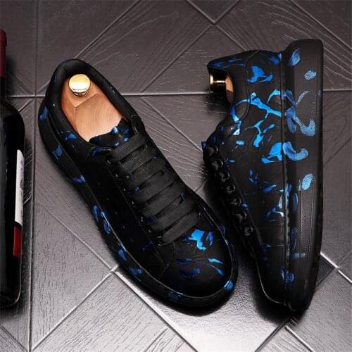 European Hip Hop Designer Graffiti Mens Casual Shoes Luxury Punk Sneakers Thick Bottom Platform Loafers Zapatillas Hombre