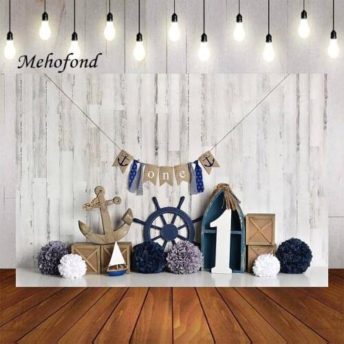 Mehofond Nautical Photography Background Mariner Seafaring Life Buoy Shell Boat Kids Boys Brithday Party Backdrop Photo Studio