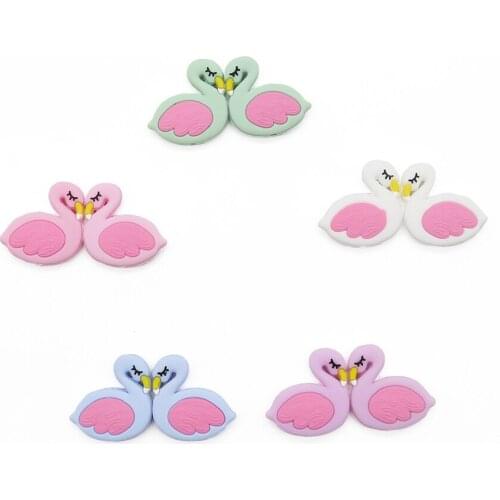 Itymama 20pc Flamingo Silicone Beads Baby Teething Rings Making Food Grade Silicone Necklace DIY Rattle Toys Pacifier Clips