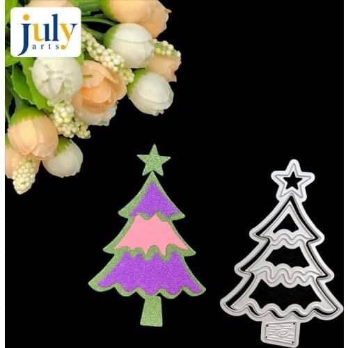 Julyarts Merry Christmas Tree Star Metal Cutting Dies Stitched DIY Scrapbooking Craft Embossing Die Cut Making Stencil Template
