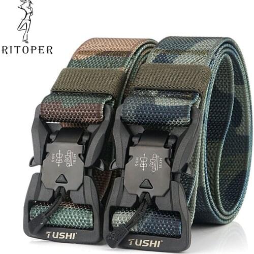 Camouflage Nylon New Tecnology Tactical Belt with Magnetic Alloy Buckle for Outdoor Training Mountaineering