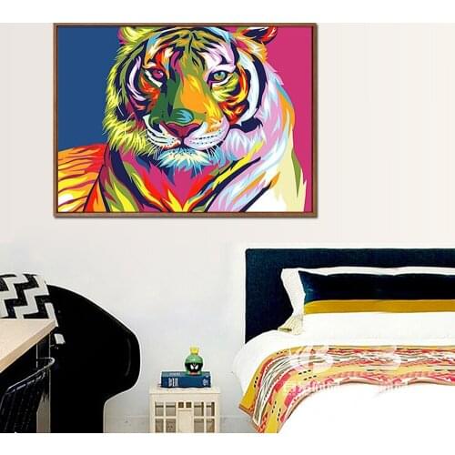 Colorful Tiger Animals DIY Painting By Numbers Kits Paint On Canvas Hand Painted Oil Paint For Home Wall Decor 40x50