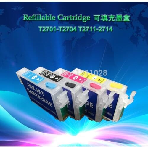 INK WAY On promotions!T2711-T2714 Refillable ink cartridge with auto reset chips for Workforce WF-3620DWF