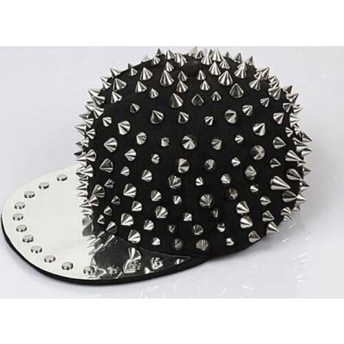 High Quality Hip Hop Caps Hats Punk Hedgehog Hat Bigbang Personality Jazz Snapback Cap Men Women Spike Studs Rivet Hat Punk Styl
