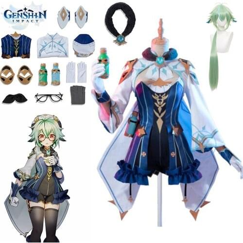 Game Genshin Impact Harmless Sweetness SUCROSE Cosplay Costume Women Cute Dress Top Pants Halloween Carnival Uniform Custom Made