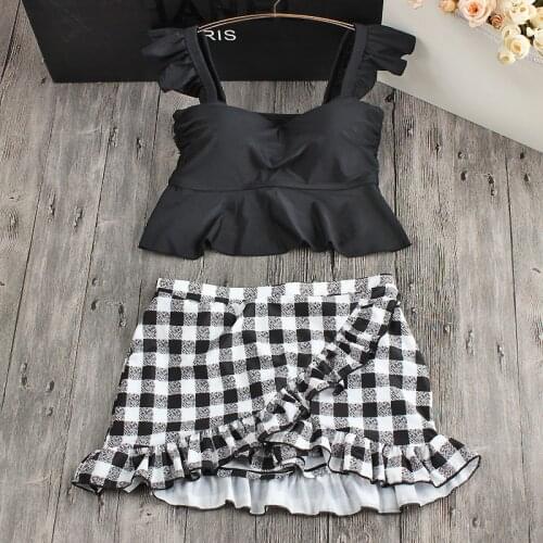 2021 Cute Girls Biquinis Two Pieces Bikini Swimwear High Waist Underwire Tankinis Set Swimsuit Swimming Bathing Suit Beach Wear