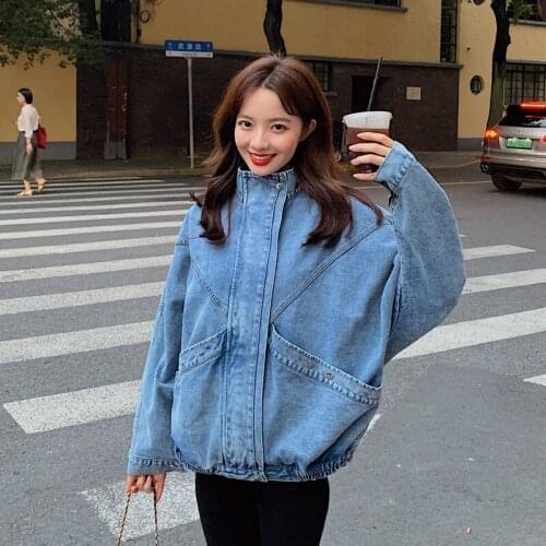 Denim Jacket Women Big Pocket Single Breasted Loose Casual Streetwear Vintage Hip Hop Bomber Jackes Spring Autumn Coat 9935