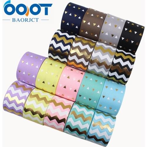 OOOT BAORJCT L-20324-159,38mm,10yards geometric Solid color hot stamping bow-knot grosgrain Ribbons,bow cap DIY decorations