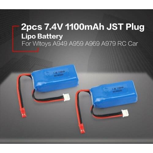 2pcs 7.4V 1100mah LiPo Battery for Wltoys V353 A949 A959 A969 A979 K929 RC Cars Helicopters Boats Parts Li-po Battery 903048