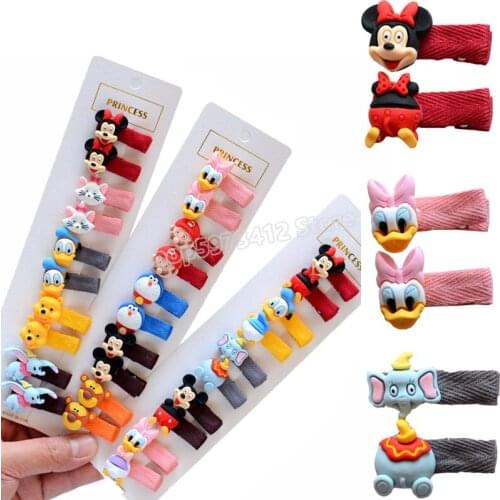 Mickey Minnie Cartoon Resin Cute Girls Fluorescent Hairpin BB Clip Bangs Edge Clipper Winnie The Pooh Kids Hair Band Accessories