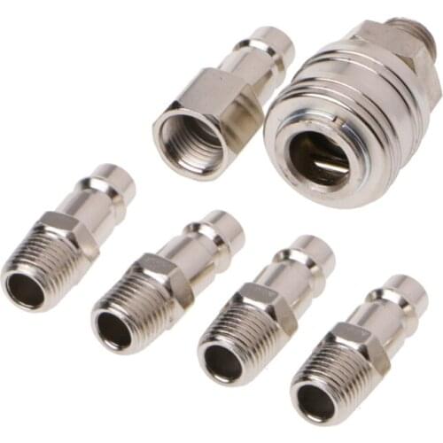 6 Pcs EURO Air Line Hose Compressor Fitting Connector Quick Release Set 1/4\" BSP L4MF