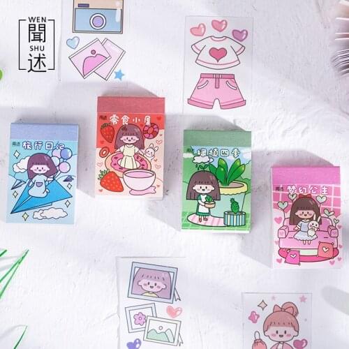 50 Sheets/pack Cute Sticker Book Kawaii Girls Theme DIY Journaling Diary Album Deco Decals Stationery