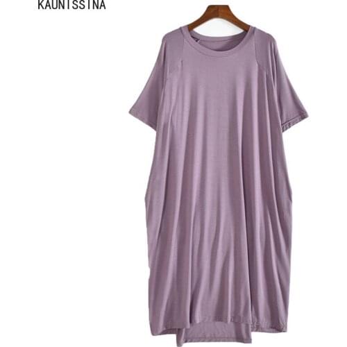 New Ladies Simple Sleepshirt Lingerie Solid Long Nightgown Modal Sleepwear Summer Loose Nighty Nightdress Women Homewear