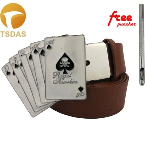 2019 New Arrival 3D White Color Poker Metal Belt Buckle Suitable For Mens 3.8cm Width Belt Head Hip-hop