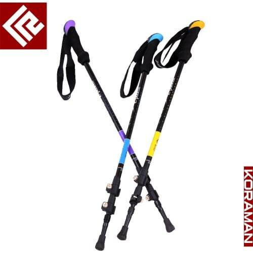 Outdoor straight shank lightweight aluminum alloy outer lock alpenstock mountain climbing Hiking 3 Section cane walking stick