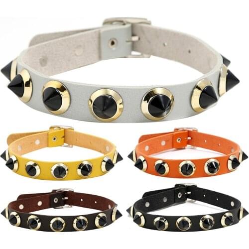 2019 Punk Spike Rivet Studded Faux Leather Choker Necklace for Women girls Night Club Collar necklace jewelry accessories