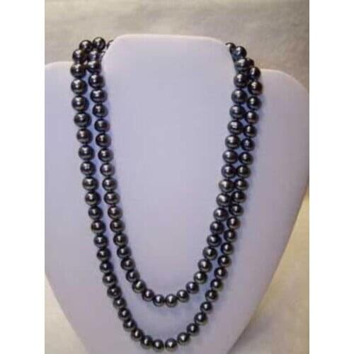 AA+ 8-9mm tahitian black pearl necklace 48inch