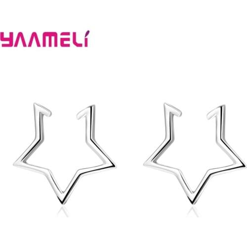 Simple 925 Sterling Silver Jewelry Metal Texture Original Star Women Men Clip Earrings High End Smooth Brincos Cuff Earring